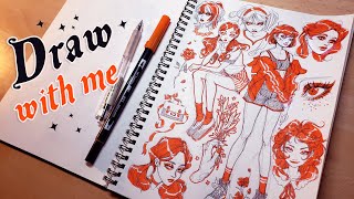 ✦ Filling a Sketchbook Page using only 2 tools // BALLPOINT PEN AND TOMBOW MARKER / Draw with me