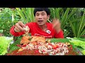 ตำกุ้งสดหมึกสายเผ็ดๆนัวๆแกล้มผักสดแซ่บคักอีหลีครับพี่น้องmukbang eating show โก้อีสานพาแดก