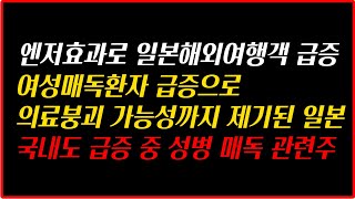 1분 주식섹터 엔저효과 일본여행객 급증, 일본 여성매독환자로 의료체계붕괴 가능성까지 제기된 후 국내도 급증/수혜 예상 성병 매독 관련주