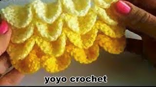 غرز كروشية : غرزة قشور السمك بأسهل طريقة شرح للمبتدئين- crocodile stitch # يويو كروشية#