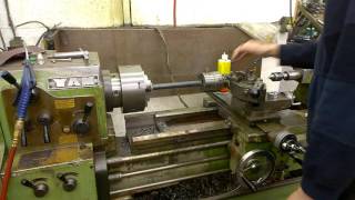 Not too long! Lathe isn't too small! Threading a shaft.