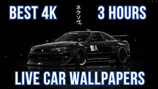 Black Nissan GT-R R34 with Black Background | 3 Hour 4K Car Live Wallpaper