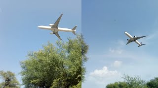 Plane spotting at Multan International Airport - MUX | A helicopter and a 777 take off