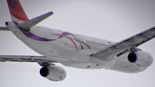 雪降る新千歳空港を離陸!!! Snow! New Chitose Airport takeoff TransAsia Airways Airbus A330-300 B-22101