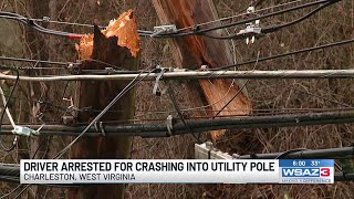 Driver arrested after crashing into utility pole