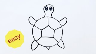 Beginners how to draw a cartoon turtle - very easy