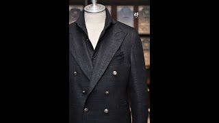 クラシコの世界に黒がやってきた　Bespoke Jackets(オーダージャケット) ウール＆シルク ホップサック ダブル6ボタン段返り DRAPERS(ドラッパーズ)