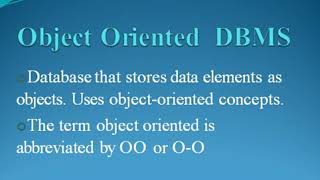 Database Lecture 37,Object oriented Database Management System