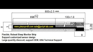 Sleep monitor strip Biometric sensors long flexible robust PVDF piezo sensor