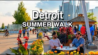 Downtown Detroit Michigan Sunny Afternoon Walking Tour | UHD 5K 60FPS