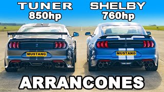 Ford Mustang Shelby GT500 vs Mustang de 850hp Tuneado: ARRANCONES
