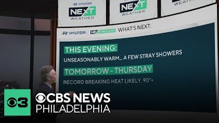 Record-breaking heat likely in Philadelphia region Wednesday
