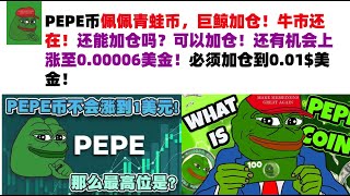 PEPE币佩佩青蛙币，巨鲸加仓！牛市还在！还能加仓吗？可以加仓！还有机会上涨至0.00006美金！必须加仓到0.01$美金！#PEPE币#meme币#佩佩币行情分析！