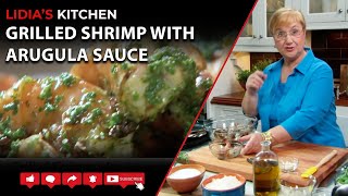 Grilled Shrimp with Arugula Sauce