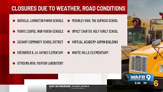 EBR School System cancels classes at 9 schools due to power outages