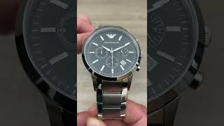 Emporio Armani Chronograph Black Dial Silver Stainless Steel Men’s Watch AR2434 #shorts