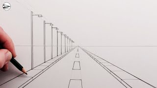 How to Draw a Simple Road using One-Point Perspective for Beginners