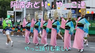 奴凧を表現した「やっこ踊り」が特徴的な「やっこ連」の阿波踊り（2022年8月13日：新町橋東側演舞場にて）