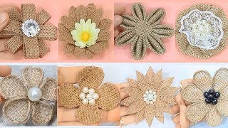 10 Easy burlap flowers tutorial | Jute craft flower
