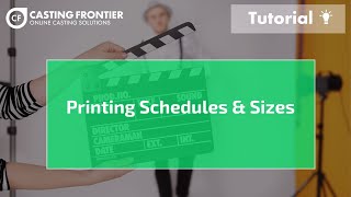 Printing schedules and size sheets