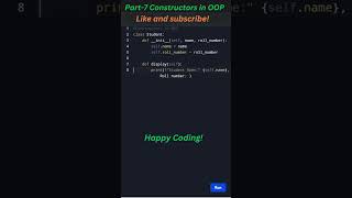 Python Constructors | Learn __init__ Method in Object-Oriented Programming 🚀 #programming #learning