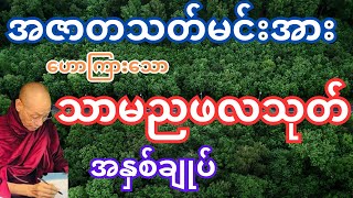 #ပါမောက္ခချုပ်ဆရာတော်ဘုရားကြီးဟောကြားတော်မူသော သာမညဖလသုတ် အနှစ်ချုပ်တရားဒေသနာတော်