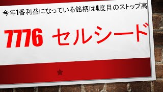 【今年1番利益になっている銘柄は4度目のストップ高✨✨】　7776　セルシード　　じわじわ銘柄という取引手法にて取引しております！低位株は金脈となります！！