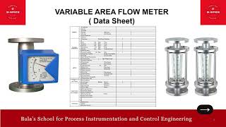 VARIABLE AREA FLOW METER DATA SHEET