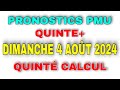 Pronostics PMU Quinté de dimanche 4 août 2024 / Quinté Calcul