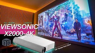 New ViewSonic X2000 4K Laser TV Projector | 100" from 23cm
