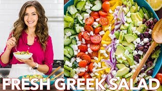 Fresh  & Healthy Greek Salad Recipe + Easy Dressing -  Natasha's Kitchen