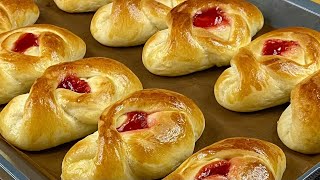 Strawberry jam filled bun recipe | How to make sweet buns