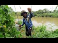 fishing in the river with worms bait ស្ទូចត្រីនុយជន្លេន ចូលច្រកែងធំៗ