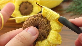 very easy sunflower model explanation online tutorial  #crochet #knit👌 tasarım 👉@elisisevdas1213