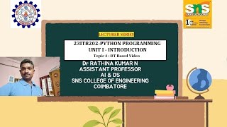 DT Based Video | PYTHON PROGRAMMING | SNS Institutions