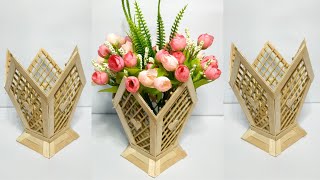 Kreasi dari Stik Es Krim |  Membuat Vas Bunga dari Stik Es Krim | Popsicle stick flower vase craft