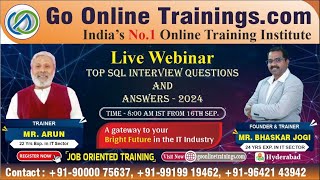 SQL Server Interview Questions and Answers Live Webinar | Bhaskar Jogi | Go Online Trainings|