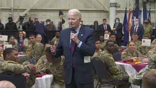 Biden visits military at Fort Bragg for Thanksgiving