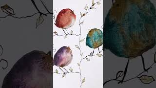 Cute Watercolor Birds for Beginners | Timelapse Preview of Realtime Tutorial #shorts #nowpaintthis