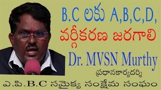 B.C లకు A,B,C,D, వర్గీకరణ జరగాలి - Dr. MVSN Murthy || CNN TELUGU ||