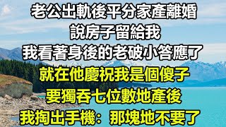 老公出軌後平分家產離婚，說房子留給我，我看著身後的老破小答應了，就在他慶祝我是個傻子，要獨吞七位數地產後，我掏出手機：那塊地不要了#狸貓說故事 #橘子喜歡的小小說 #爱情故事 #都市情感 #顧亞男