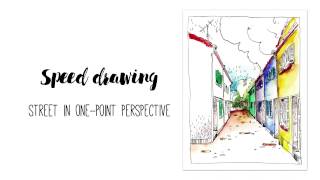 One-point perspective in urban sketching | Speed drawing
