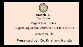 Digital Electronics | Digital Logic Families (RTL,DTL & DCTL) Part-2 | AKTU Digital Education