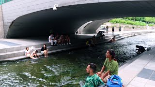 Seoul Korea | Cheonggyecheon Stream, Cheonggye Plaza, walk through Euljiro to Dongdaemun.