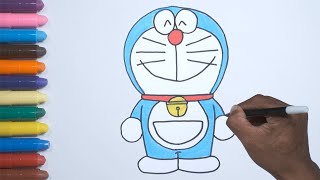 Cara Menggambar dan Mewarnai Kartun Doraemon | How to Easy Draw Doraemon for Kids