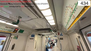 ⁴ᴷ [Fresh train for PM] SMRT Trains, NSL Train Ride [Jurong East → Bt Batok] - Kawasaki C151 073/074