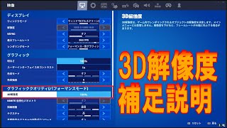 設定 映像 グラフィッククオリティ（パフォーマンスモード） 3D解像度 補足説明 チャプター4シーズン2 【フォートナイト】