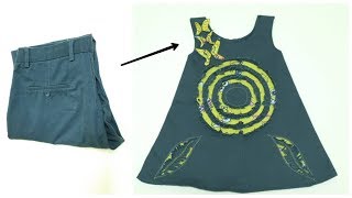 Fast convert from old jeans to a baby dress with all simplicity