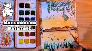 easy watercolor painting tutorial | how to paint as a beginner step by step 🍥🍀