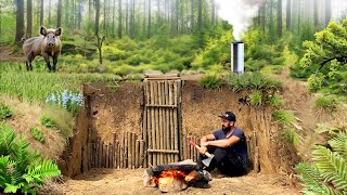 Building a dugout | hiding in a shelter from a wild boar